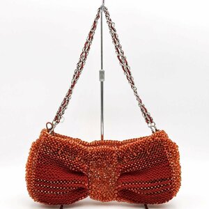  beautiful goods ANTEPRIMA Anteprima ribbon handbag chain bag shoulder bag shoulder .. bag red red wire lady's USED