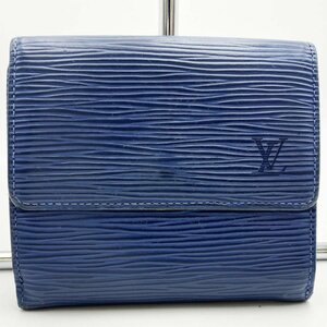 【LOUIS VUITTON】 ルイ・ヴィトン ポルトモネ・ビエ カルトクレディ エピ 二つ折り財布 財布 ミルティーユ ブルー レディース M6348G USED