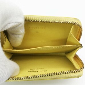 Salvatore Ferragamo フェラガモ ヴァラ コインケース 財布 リボン イエロー 黄色 レザー レディース ファッション 小物 箱付き USEDの画像8