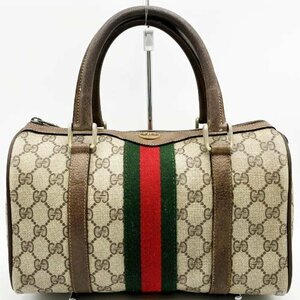 GUCCI グッチ オールドグッチ ハンドバッグ ミニボストンバッグ ブラウン GGスプリーム シェリーライン レディース 39 02 006 USED