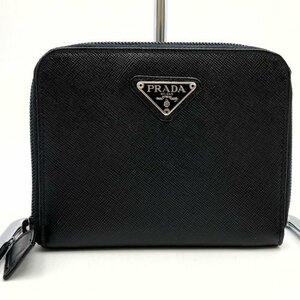 PRADA プラダ 財布 ウォレット ラウンド財布 ブラック 黒 レザー 三角プレート ファスナー メンズ ウィメンズ レディース ファッション