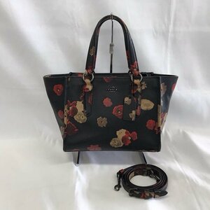 『USED』 COACH コーチ ミニクロスビー キャリーオール 花柄 33856 ハンドバッグ ブラック