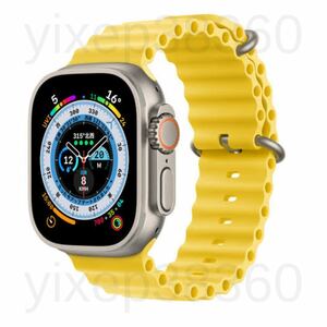 全国 送料無料 Apple Watch Ultra 2 代替品 スマートウォッチ 大画面 イエロー yw100 通話 音楽 血中酸素 運動 健康 日常生活防水 多機能 