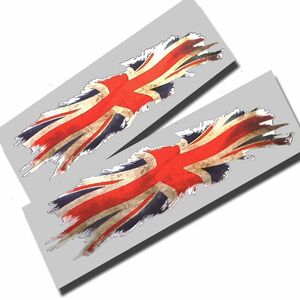 送料無料 UNION JACK FLAG British Sticker Decal ユニオンジャック 国旗 イギリス ステッカー デカール シール 148 mm x 39 mm 2枚セット