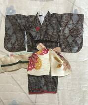 手作り着物★リカチャン、ブライス用、着物、帯★大島紬!!_画像3