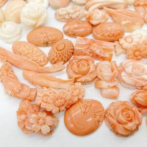750ct!!■彫刻珊瑚おまとめ■m重量約150g ルース 裸石 宝石 ジュエリー jewelry coral コーラル サンゴ さんご 珊瑚 CE0