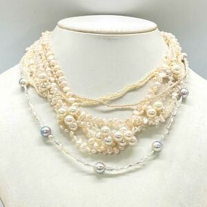 ■アコヤ本真珠ケシパールネックレス5点おまとめ■m約71.5g あこや 芥子 ベビー baby pearl necklace accessory jewelry silver DA0