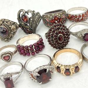 ■ガーネットリング12点おまとめ■m重量約65.5g garnet ジュエリー jewelry リング ring 指輪 アクセサリー accessory silver CE0