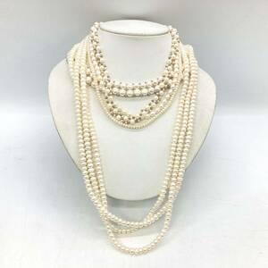 ■淡水パールネックレス5点おまとめ■m約248.5g 真珠 ケシ バロック ベビー pearl Pearl necklace jewelry silver DA0