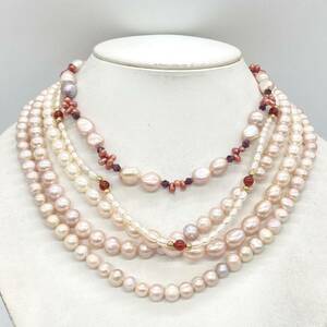 ■淡水パールネックレス5点おまとめ■m約153g 真珠 パール バロック ケシ ベビー pearl Pearl necklace jewelry silver DA0