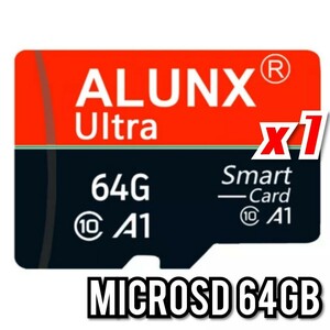 【送料無料】マイクロSDカード 64GB 1枚 class10 1個 microSD microSDXC マイクロSD 高速 ALUNX 64GB RED-BLACK