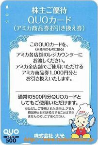 2枚　大光優待 アミカ商品券引換券(1000円×2)　2000円分　2枚