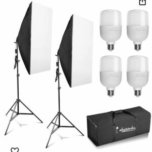 ② 写真撮影用照明機材セット ソフトボックス 50x70 cm 1500W 写真スタジオソフトボックス 連続照明キット 2Mライトスタンド 