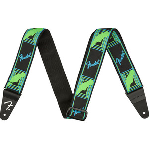 Fender Neon Monogrammed Strap, Green/Blue гитара ремешок [ крыло ]