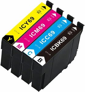 IC4CL69 エプソン互換インク 4色セット 黒増量タイプ 残量表示OK 砂時計 送料無料 IC4CL69L IC69 EPSON ICBK69L ICC69 ICM69 ICY69