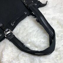 1円 新品未使用イヴサンローラン YVES SAINT LAURENT カハラ レディース トートバッグ A4 キャンバス レザー 黒 ブラック ゴールド ロゴ_画像6