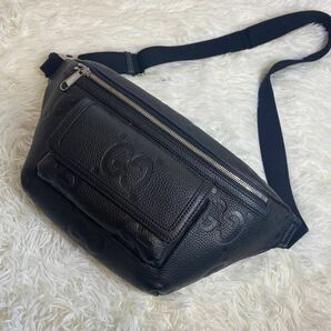 1円 【新品未使用・タグ付き】グッチ GUCCI バッグ メンズ ブランド ジャンボGG ショルダーバッグ オールレザー 696031 ブラックの画像2