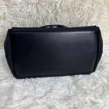 1円 美品 バレンシアガ BALENCIAGA 339933 ネイビーカバス S ロゴ トートバッグ ハンドバッグ キャンバス × レザー ブラック ポーチ付き_画像6