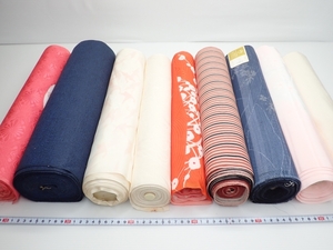 処分品573　反物/生地　9本セット　5kg～　リメイク　昭和レトロ/着物/ハギレ　Japanese Kimono cloth