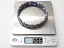 K987　ヴィンテージ バングル 中国七宝 青地 花模様 20.5cm Vintage bangle Bracelet_画像7