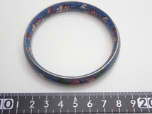 K987　ヴィンテージ バングル 中国七宝 青地 花模様 20.5cm Vintage bangle Bracelet_画像6