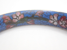 K987　ヴィンテージ バングル 中国七宝 青地 花模様 20.5cm Vintage bangle Bracelet_画像4