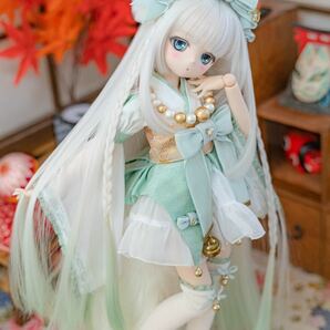 【里親様募集】 DDH-01 カスタムヘッド SW肌 和ドレスセット ウィッグ＆アイ ～2021 狐姫 薄荷～ *ロンシュカ*の画像2