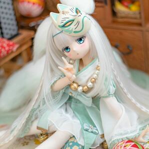 【里親様募集】 DDH-01 カスタムヘッド SW肌 和ドレスセット ウィッグ＆アイ ～2021 狐姫 薄荷～ *ロンシュカ*の画像1