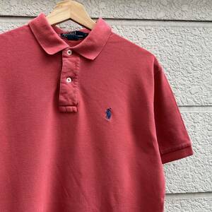 USED USA古着 ポロラルフローレン ポロシャツ 赤 フェイド Polo by Ralph Lauren 半袖 ペルー製 アメリカ古着 vintage ヴィンテージ S