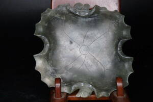 【友】中国美術 玉皿 茶托 筆洗い 玉器 時代古玩