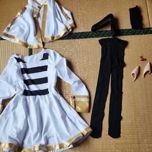 . sending. free Len S size one jpy start cosplay .. white .. leather. beige Gold red . silver. button decoration black . belt 