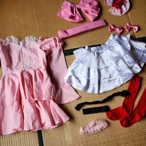 朝比奈みくる Mサイズ同等 一円スタートコスプレ衣裳 白いスカートはサテン ピンクの大きいリボンと花飾りがオシャレの画像1
