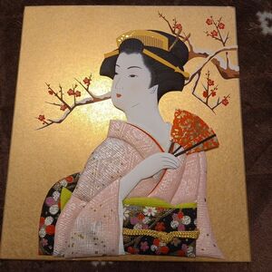 押絵　日本画　色紙 美人画　時代　日本女性　ハンドメイド　