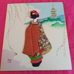 押絵　色紙　 日本画 美人画　時代　日本女性