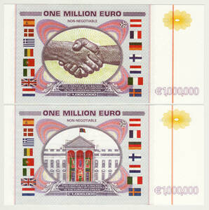 ヨーロッパ連合 100万ユーロ 記念鑑賞券セット 全2種 コレクション ピン札　A03