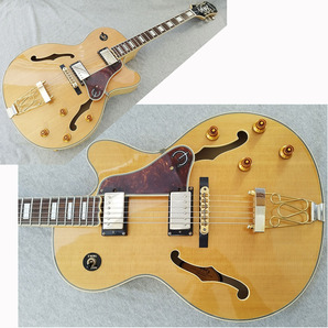 フルアコ Epiphone ( エピフォン ) Joe Pass Emperor II ナチュラルカラー GROVERペグ、GOTOH製ブリッジ ネックに軽度のヒビ補修ありの画像2