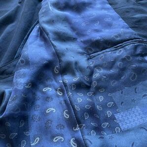 美品/希少XL/高級シルク◎ETRO ペイズリー柄 ストレッチ素材 シャドーチェック テーラードジャケット ネイビー 紺 ブルー エトロ メンズ LLの画像8