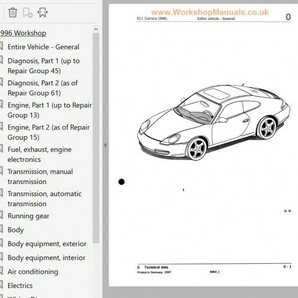 PORSCHE 911 996 （1997-2005） ワークショップマニュアル サービスリペアマニュアル 配線図 整備書の画像2