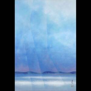 Art hand Auction ｡◆楾◆2 真作保証 小林巣居人 ｢月夜の湖｣ 肉筆日本画50号 企業収蔵品 T[B82]Qf/24.3廻/SI/(260), 絵画, 日本画, 山水, 風月