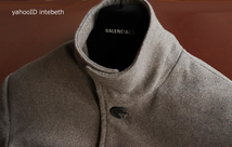 完売 新品■紳士H&M56 グレー ウールコート【灰 XL】メンズ スタンドカラー ロング ジャケット wool 軽量 高品質 インポート コート _画像9