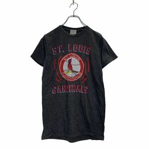 a603-6801 GENUINE MERCHANOISE 半袖 プリントTシャツ S レディース ダークグレー MLB CARDINALS メジャーリーグ 古着卸 アメリカ仕入