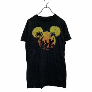 a603-6917 Disney 半袖 キャラクター プリントTシャツ S レディース ブラック イエロー ディズニー サンセット 古着卸 アメリカ仕入