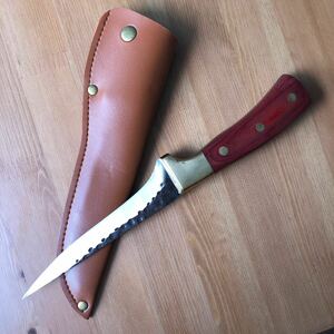 槌目紋様 骨スキ サバイバルナイフ ハンティングナイフ 一体鍛造　切れます　オリジナル