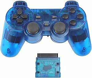 Fancyan PS2 用 ワイヤレスコントローラー DUAL SHOCK2 ゲームパット 互換対応 日本語説明書 付き (透明ブ