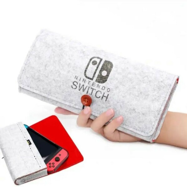 任天堂　薄型 nintendo switch 軽量 収納 ケース ゲームカードホルダー フェルト 防塵 ソフト 耐衝撃 シンプル　グレー　全面保護