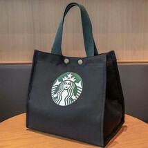 新品　スタバ トートバッグ ランチバッグ　ハンド バック　ブラック　キャンバス　男女兼用 大容量　黒トートバッグ　 かばん_画像10