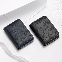 新品　カードケース レザー 大容量 ベア ブラック ミニ財布 じゃばら クレジットカード コインケース 名刺 ベローズ ベアブリック　黒_画像3