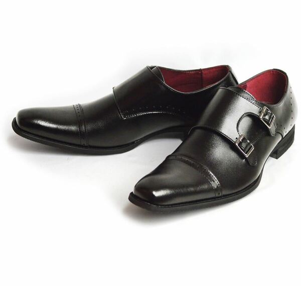 ビジネスシューズ 本革 日本製 モンクストラップ 革靴 イタリアンデザイン フォーマル ストレートチップ レザー26cm