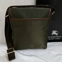 極美品 激レア BURBERRY BLACK LABEL バーバリーブラックレーベル ナイロン＆本革 ミニショルダーバッグ ノバチェック オリーブ茶金 #2693_画像7