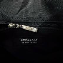 美品 名作 BURBERRY BLACK LABEL バーバリーブラックレーベル ナイロン＆本革 ミニショルダーバッグ サイドノバチェック 黒白青 #2694_画像9